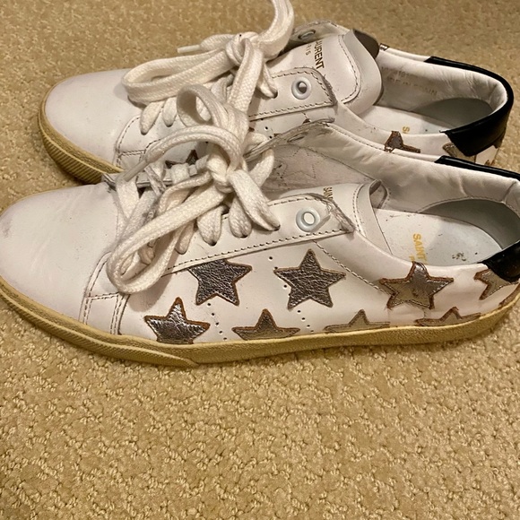 Saint Laurent’s Gorgeous leather tennis shoes - Women size 36 1/2 (6.5) - Picture 1 of 2